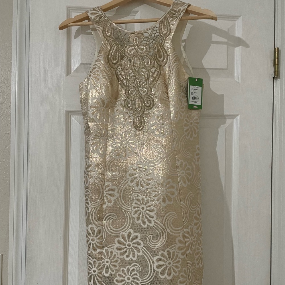 Lilly Pulitzer Largo Shift Gold Dress Size 4